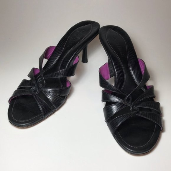 Cole Haan Black Leather Strappy Heels- Size 9B - Picture 6 of 8